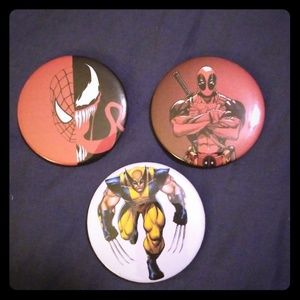 Spiderman, Deadpool, Wolverine Buttons